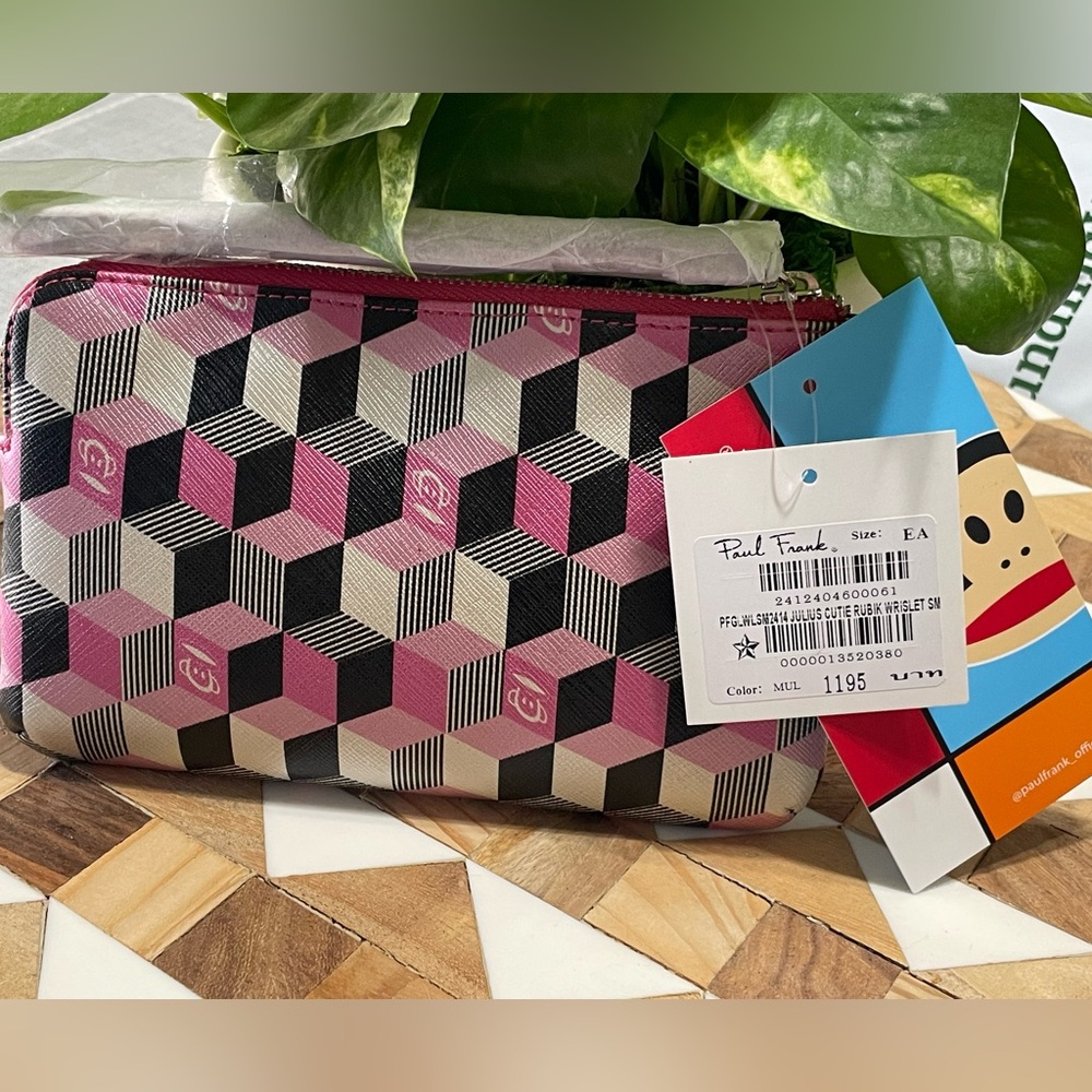 Paul Frank Pink & Black Julius Cutie Rubik Wristlet NWT